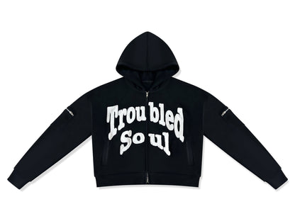 Black Washed Troubled Soul Zip up