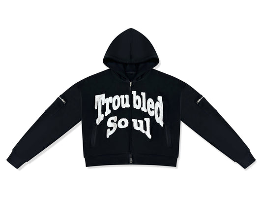 Black Washed Troubled Soul Zip up